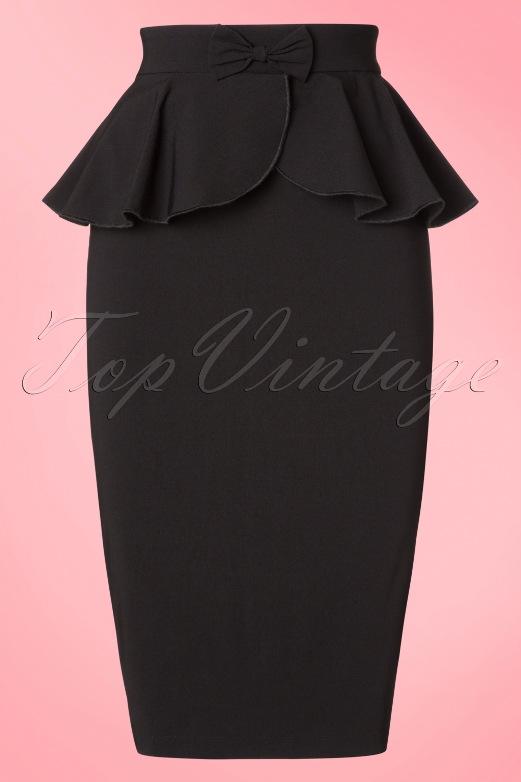 50s Pepper Peplum Pencil Skirt in Black