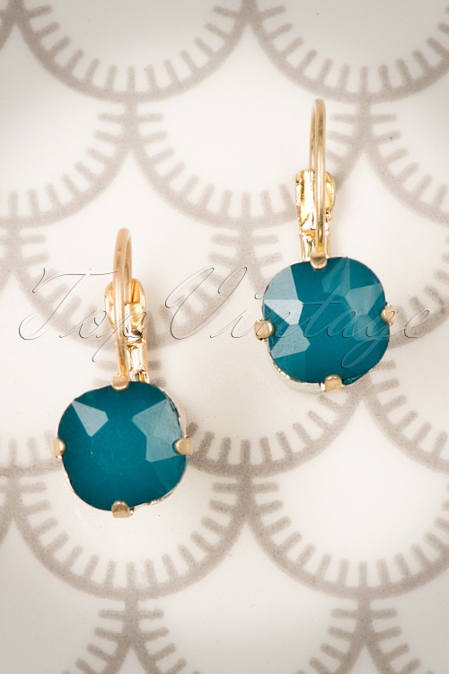 Lovely - 50s Vintage Lucinda Earrings in Teal