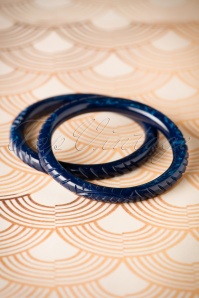Splendette - Exclusief TopVintage ~ Vera gesneden armbanden in diep marineblauw 2