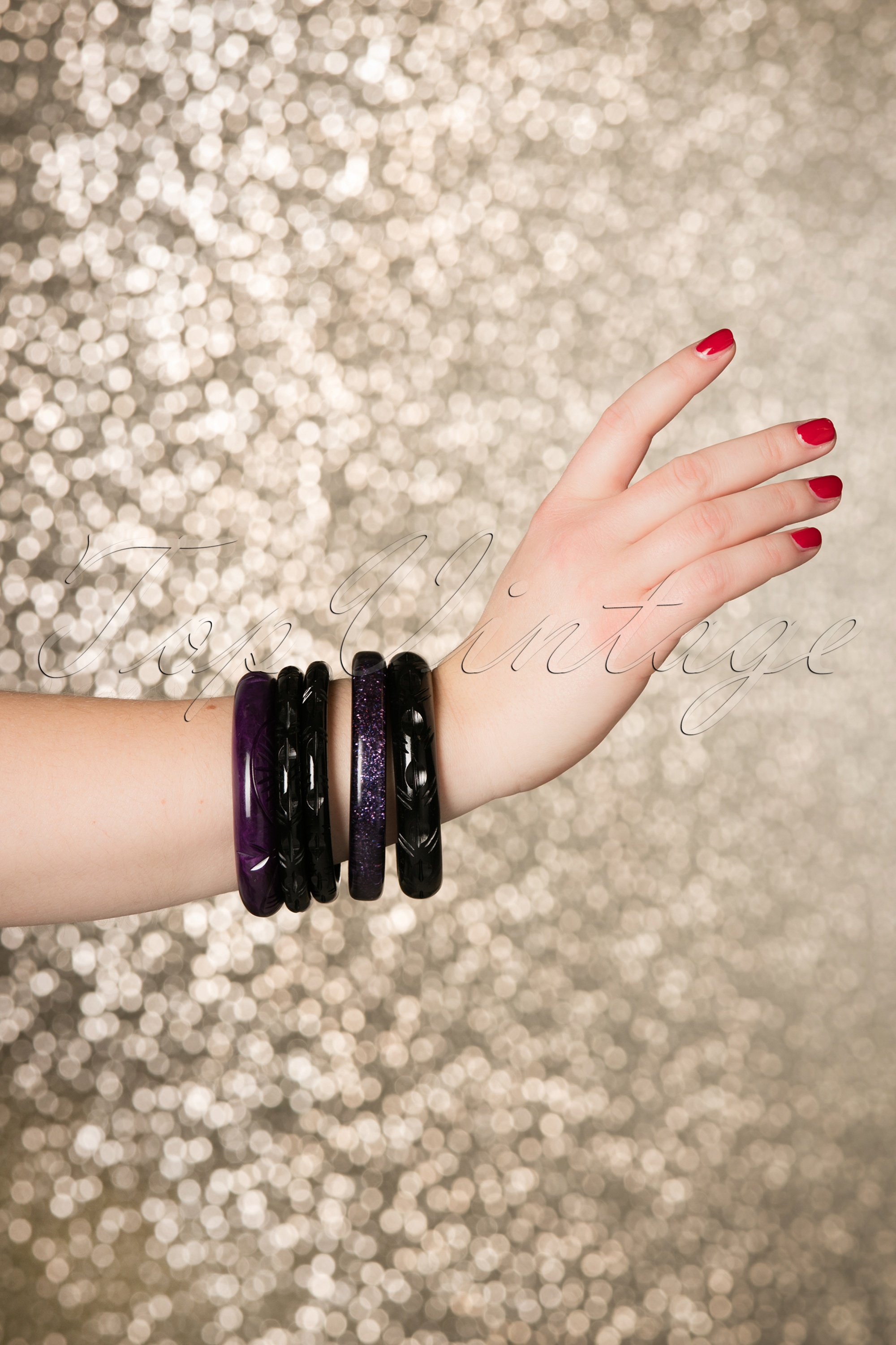 Splendette - Exclusief TopVintage ~ Ellie Midi gesneden armband in diep paars 3