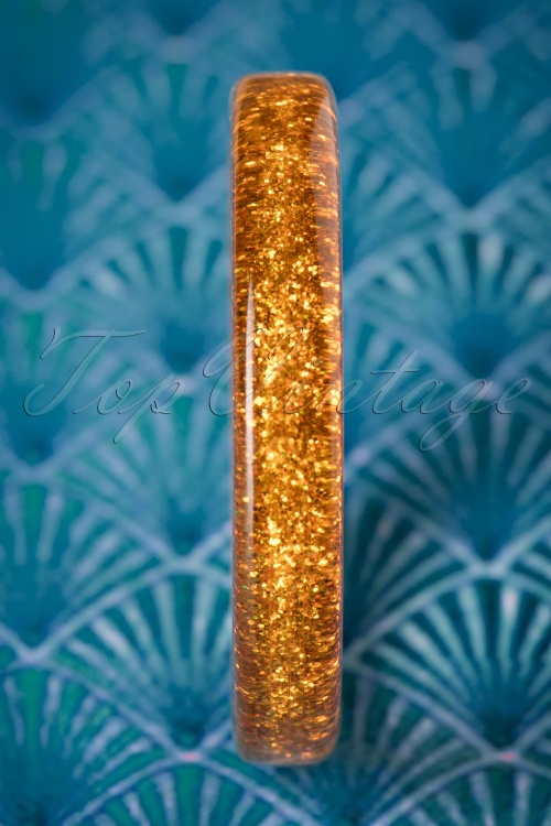 Splendette - Exclusief TopVintage ~ Fedora Midi Glitter Bangle in oud goud 2
