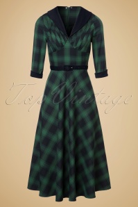 Vixen - 40s Lola Tartan Swing Dress in Green 7