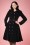 50s Heather Hooded Quilted Velvet Coat in Black