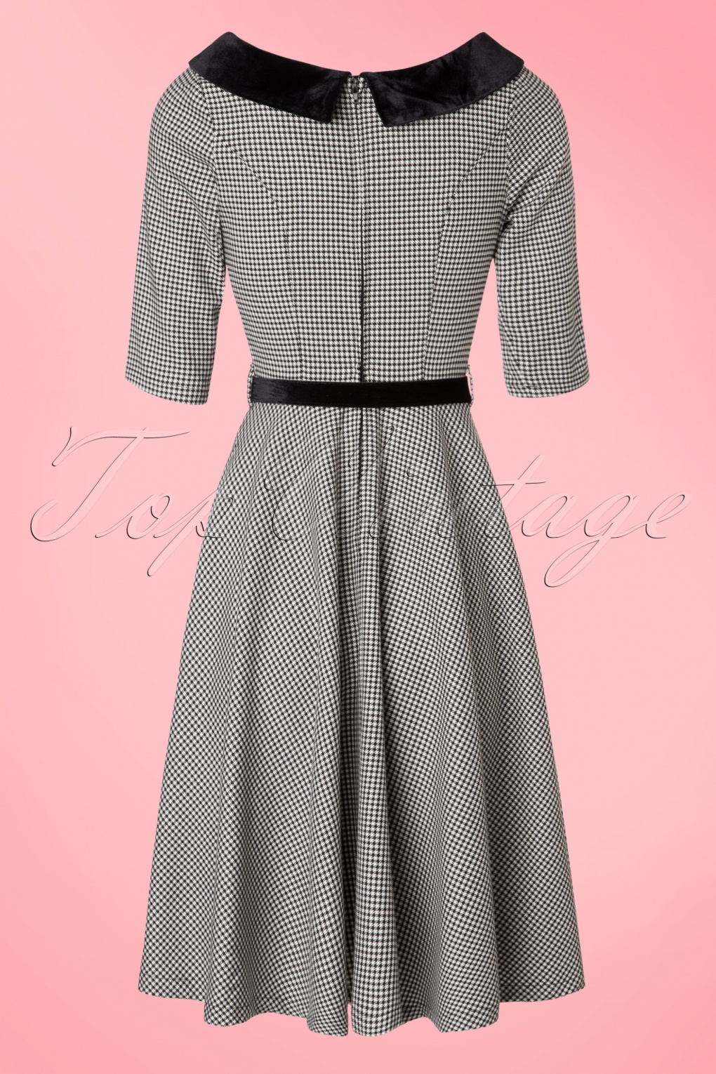 40s Jackson Houndstooth Dress In Black And White