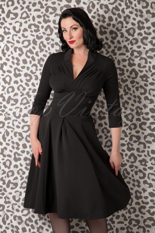 50s Vedette Swing Dress in Black
