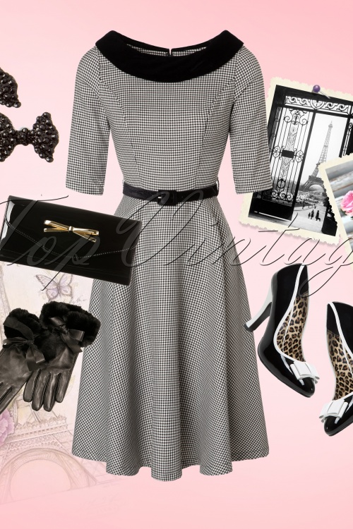 Bunny - Jackson Houndstooth Dress Années 1940 en Blanc et Noir 6