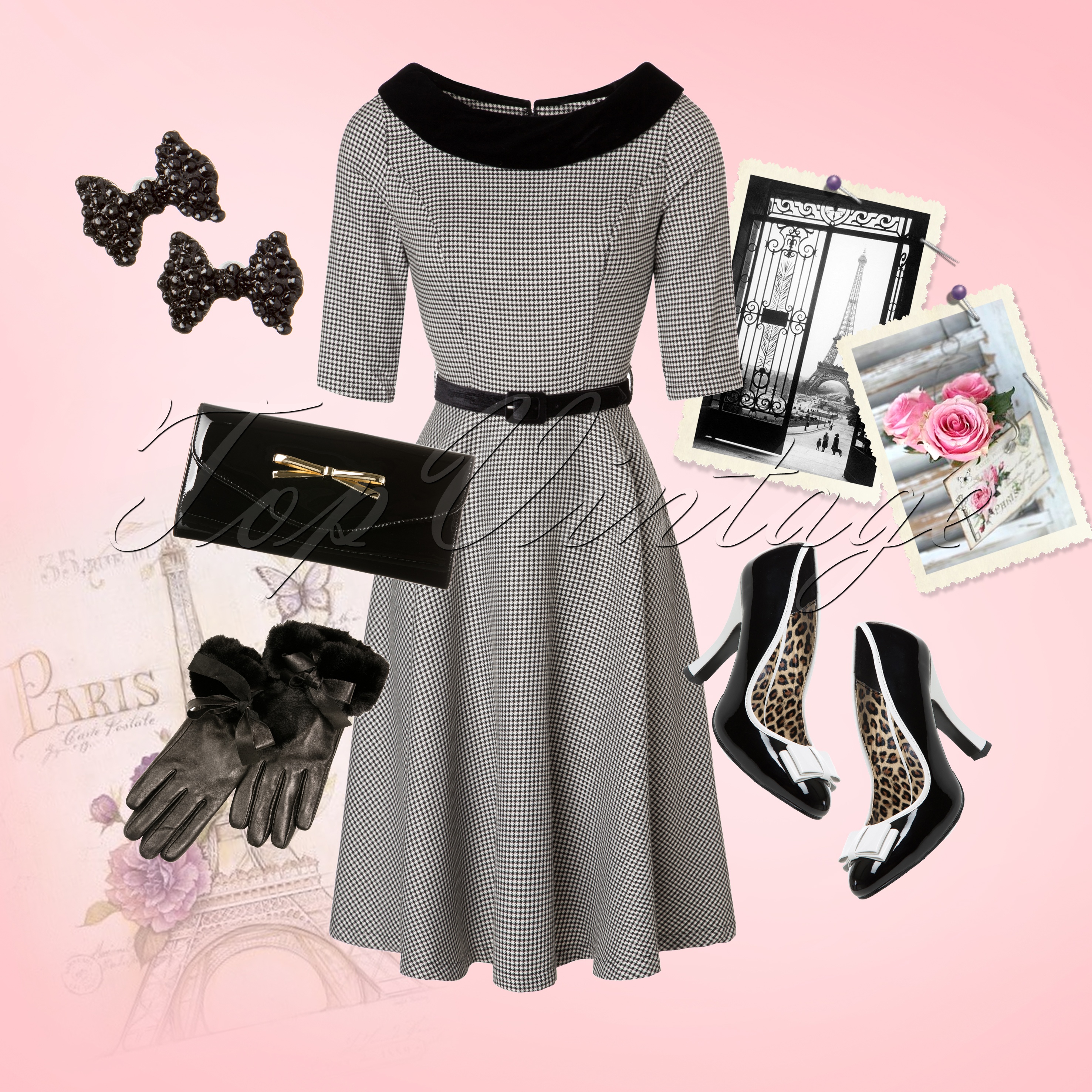 Bunny - Jackson Houndstooth-jurk in zwart en wit 6