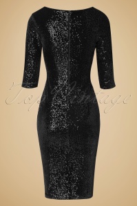 Vintage Chic for Topvintage - 50s Twinkle Sequin Pencil Dress in Black 6