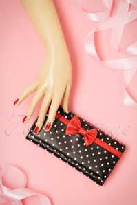 Banned Retro - 50s Carla Bow Polka Purse in Black and Red 6