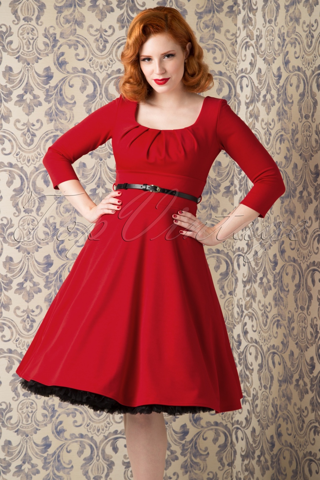 50s Marcella Swing Dress in Red