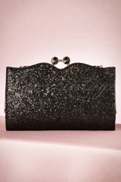 Banned Retro - 30s Simone Glitter Clutch in Black