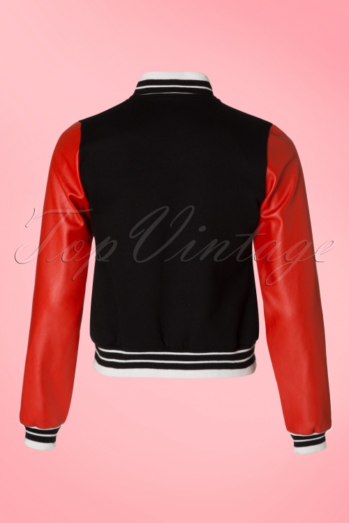 Collectif Clothing - Britney Rose College-Jacke in Schwarz und Rot 6