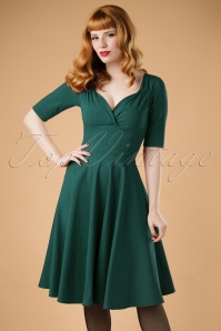 Collectif Clothing - 50s Trixie Doll Swing Dress in Teal