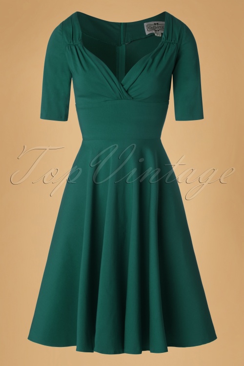 Collectif Clothing - 50s Trixie Doll Swing Dress in Teal 3