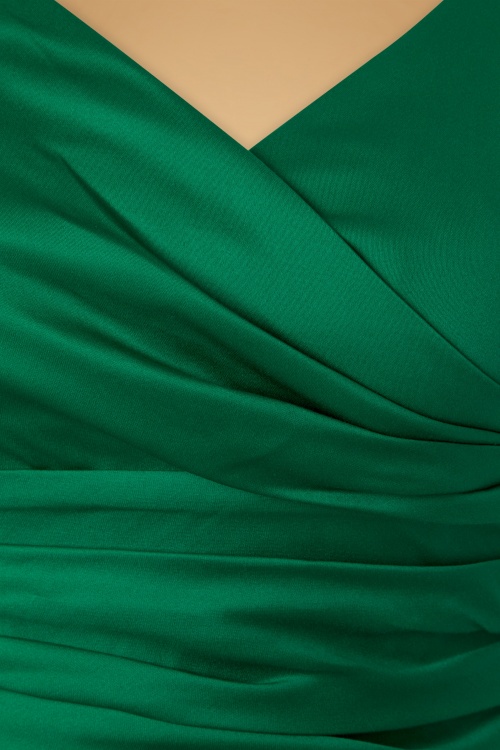 The House of Foxy - 60s Dolce Vita Sarong Pencil Dress in Emerald 4