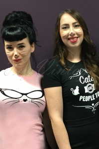 Kittees by Mandie Bee - Cool Kitten T-Shirt Années 50 en Rose 4