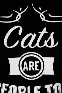 Kittees by Mandie Bee - 50s Cats Are People Too T-Shirt in Black 4