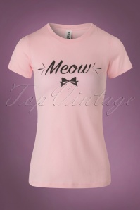 Kittees by Mandie Bee - 50s Meow T-Shirt in Pink 2