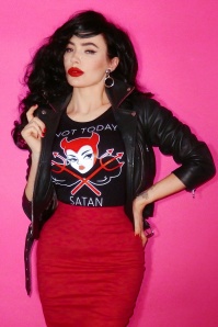 Vixen by Micheline Pitt - Exclusief TopVintage ~ Not Today Satan T-shirt in zwart 2