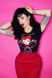Vixen by Micheline Pitt - 50s Not Today Satan T-Shirt in Black 4