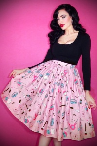 Vixen by Micheline Pitt - 50s Vintage Hair And Make Up Swing Skirt in Pink