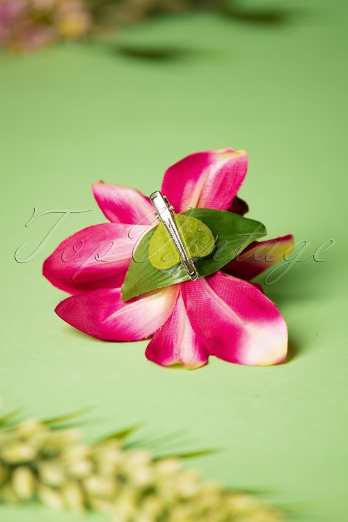 Lady Luck's Boutique - Dubbele orchidee dubbele mooie haarclip in roze 3