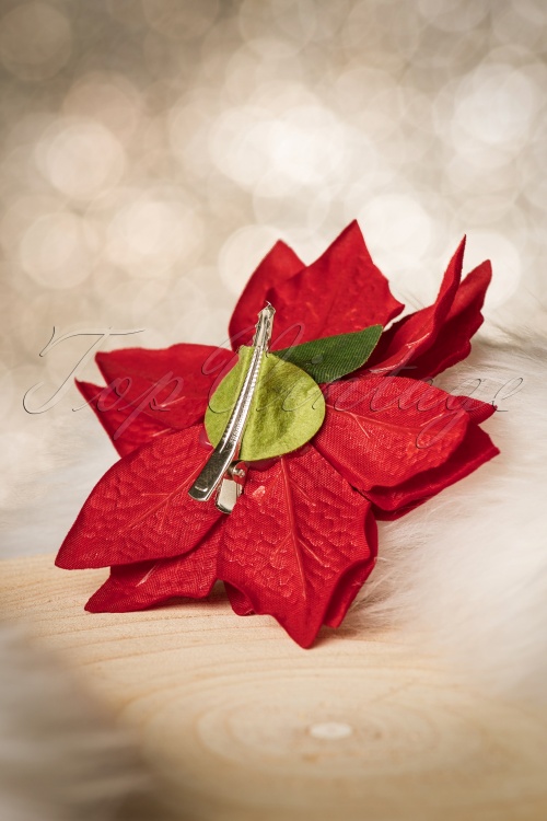 Lady Luck's Boutique - 50s Poinsettia Hair Flower in Red 3