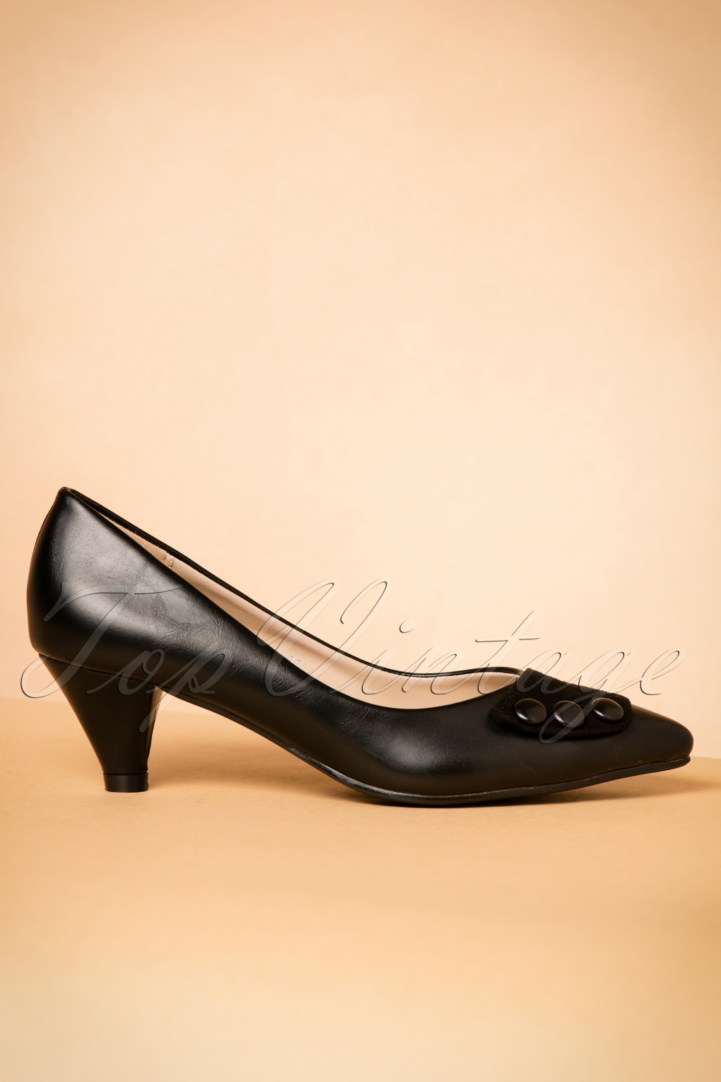 50s Belinda Kitten Heel Pumps in Black