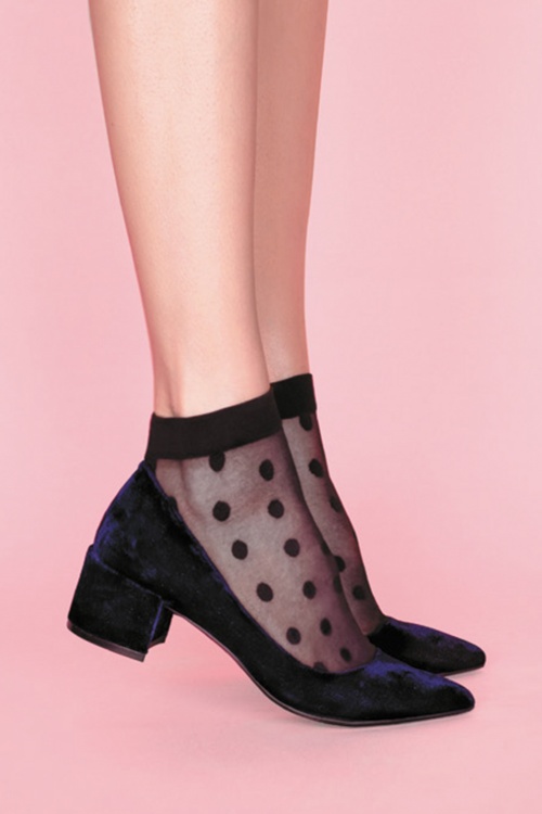 Fiorella - 50s Guess Polkadot Socks in Black