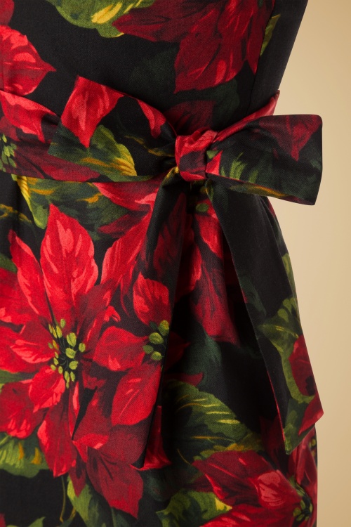 Victory Parade - TopVintage Exclusive ~ Rita Flowers Dress Années 60 en Noir et Rouge 5