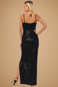 Vintage Chic for Topvintage - 50s Dianne Sequins Maxi Dress in Black Velvet 6