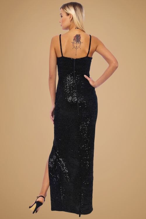 Vintage Chic for Topvintage - 50s Dianne Sequins Maxi Dress in Black Velvet 6