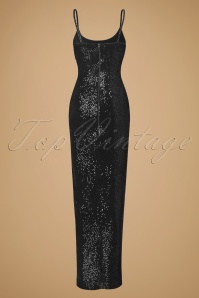 Vintage Chic for Topvintage - Dianne maxi-jurk met pailletten in zwart fluweel 5