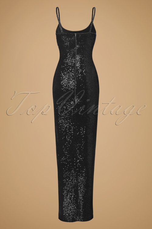 Vintage Chic for Topvintage - 50s Dianne Sequins Maxi Dress in Black Velvet 5