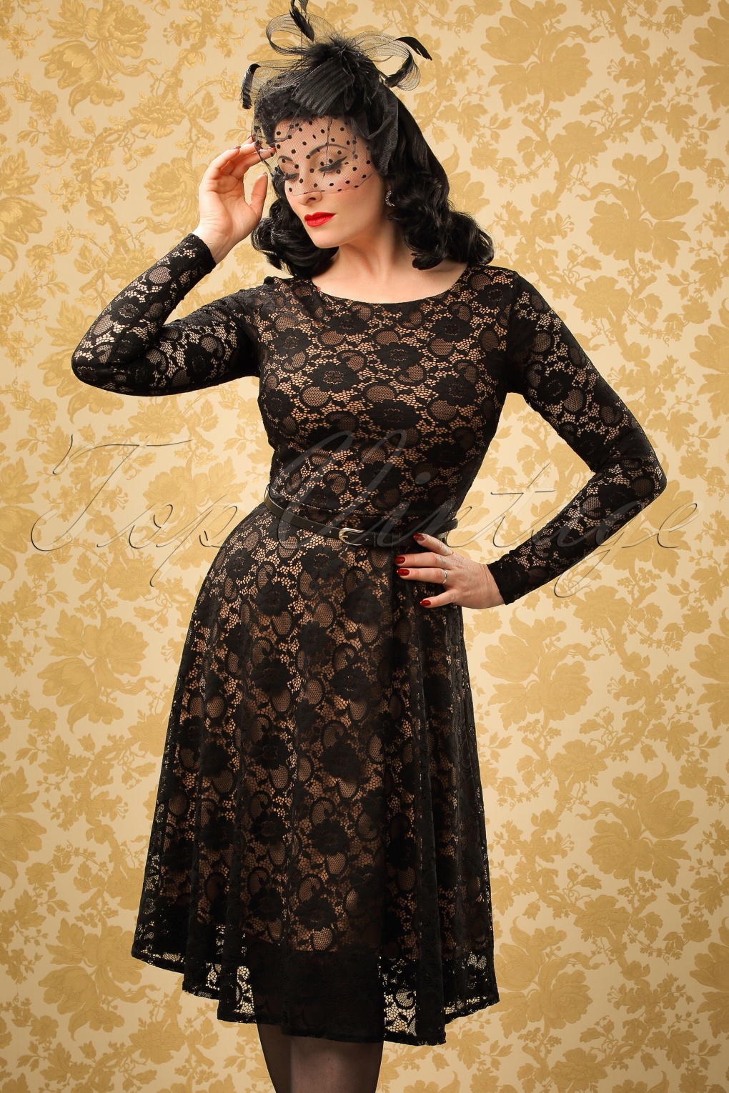 black vintage swing dress