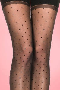 Lovely Legs - 50s Polkadot Stockings in Black 2