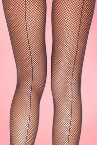 Lovely Legs - 50s Fishnet Back Seam Tights in Black  3