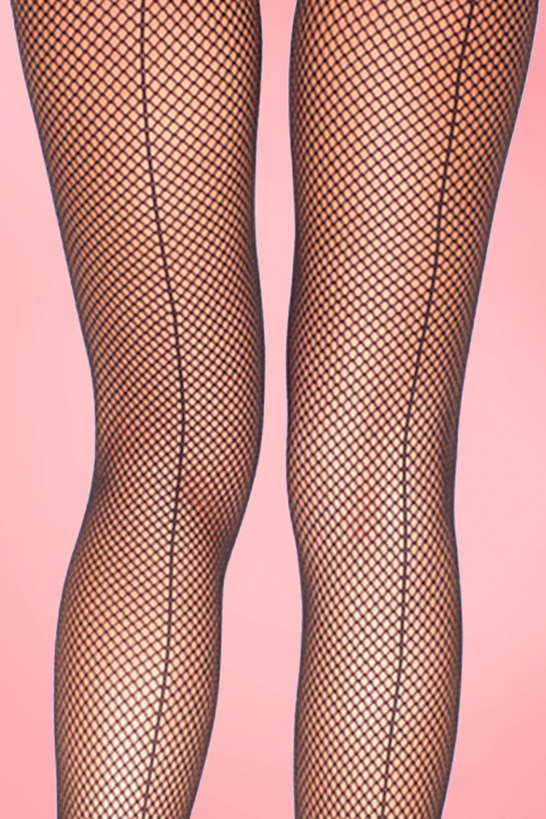 Lovely Legs - 50s Fishnet Back Seam Tights in Black  3