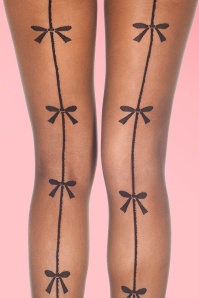 Lovely Legs - 50s Back Seam Bow Tights in Black  2