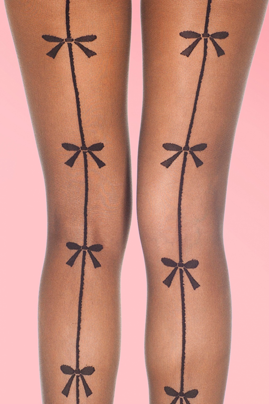 50s Back Seam Bow Tights In Black