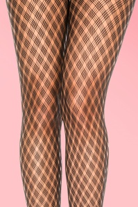 Lovely Legs - 60s Diamond Weave Tights in Black  2
