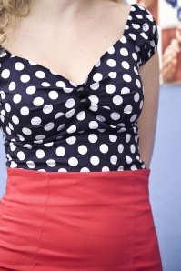 Collectif Clothing - Dolores Top Carmen polka navy weiß 4