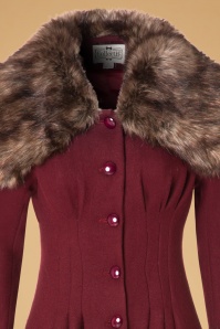 Collectif Clothing - Pearl Coat Années 30 en Laine Bordeaux 10