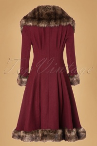 Collectif Clothing - 30s Pearl Coat in Wine Wool 12