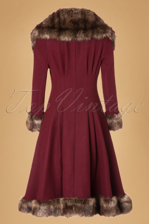 Collectif Clothing - 30s Pearl Coat in Wine Wool 12