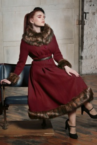 Collectif Clothing - 30s Pearl Coat in Wine Wool 5