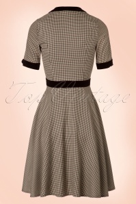 Banned Retro - 40s Swept Off Her Feet Swing Dress in Houndstooth Brown 5