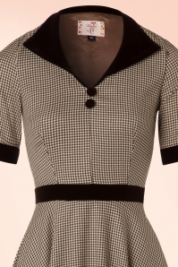 Banned Retro - 40s Swept Off Her Feet Swing Dress in Houndstooth Brown 3